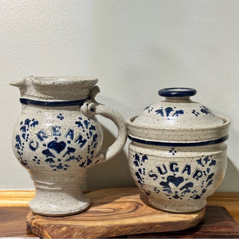 Creamer & Sugar Bowl Lid Blue Khaki